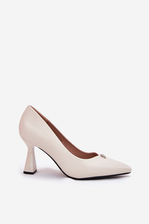 Elegant Heels On Flared Stiletto Vinceza 62222 Beige