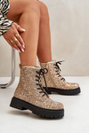 Workery Botki Ocieplane Z Cekinami Złote Liatheine
