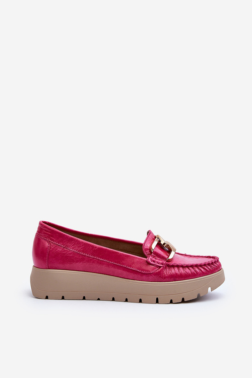 Zazoo Leather Platform Moccasins with Decoration Fuchsia