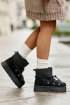 Snow Boots With Lacing On Platform Black Mavora