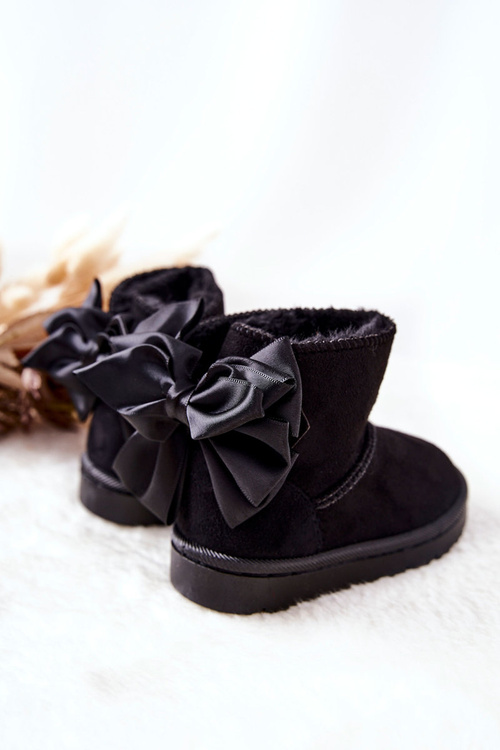 Children's Insulated Snow Boots With bow Black Snowis