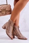 Suede Openwork Boots Maciejka 04040-04 Beige