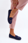 Women's Navy Classic Suede Moccasins Ontala