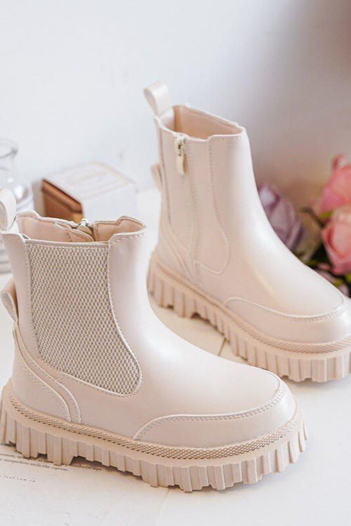 Kids Zip-Up Insulated Boots Beige Jolynn