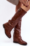 Women's Over-the-Knee Boots with Sheepskin Type Fleece Black Bellama