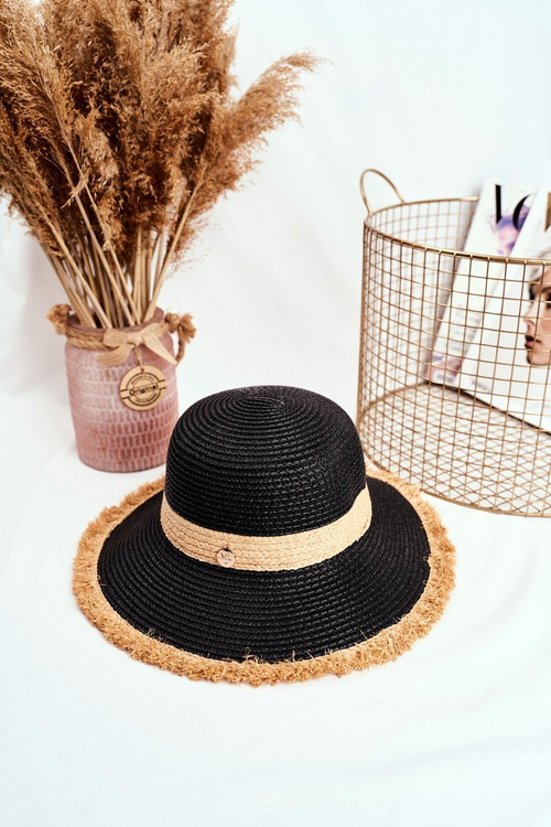 Women's Hat Summer Beach 100% Paper Black