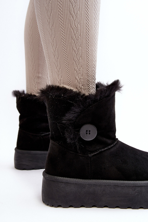 Women's Platform Snow Boots with Fur Black Wikasem