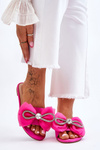Women's Slippers With Bow And Rhinestones Fuchsia Jolene
