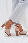 Heeled Sandals Made Of Eco Suede Light Beige Lanadriena
