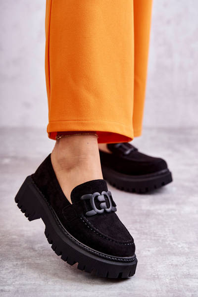 Women's Brogues Suede With Decoration Black Leeza