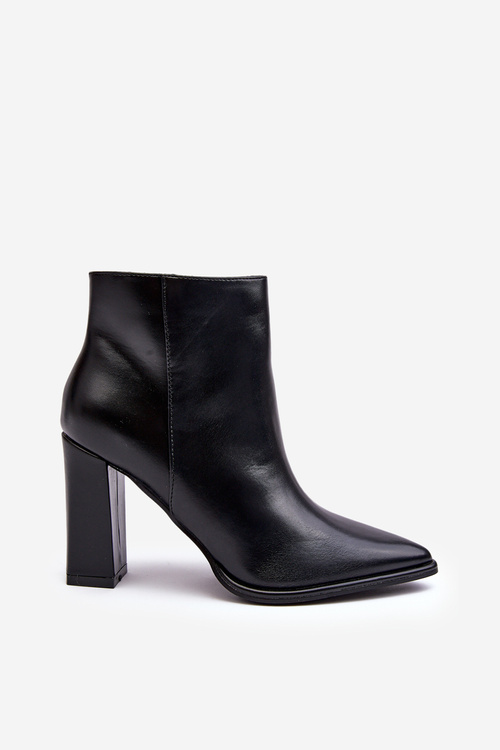 Women's Leather Boots On Heel Black Saitana