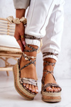 Leather Sandals Espadrilles On the Wedge Beige and brown Shanny