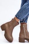Leather Boots On Low Heel Dark Beige Lemar Volavola