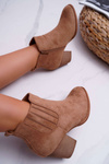 Women's Heeled Boots Suede Beige Gomen