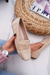 Women's Beige Suede Bolero Moccasins