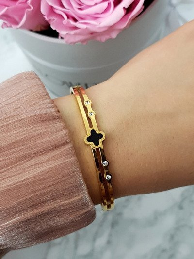 Women's Steel Bracelet With Four Zircons Gold Avior