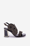 Embellished Heeled Sandals Black Delariona