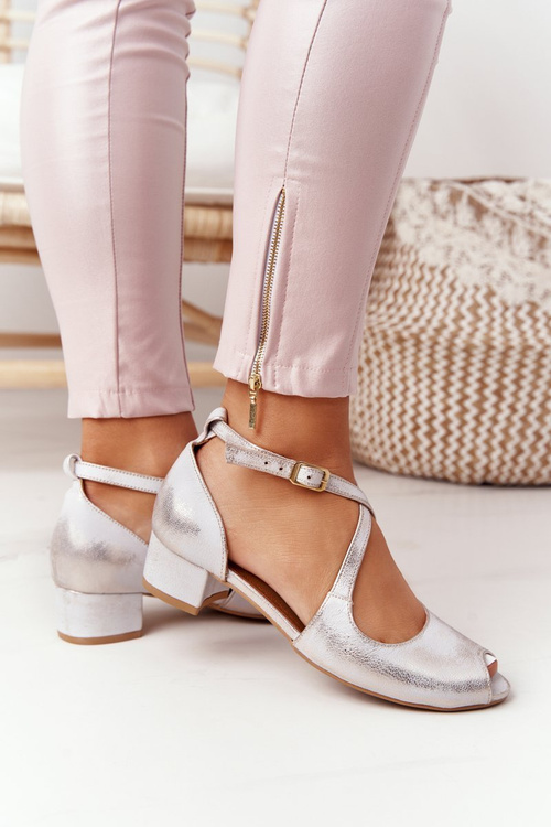 Leather High Heel Sandals Maciejka 04509-45 Beige-Gold