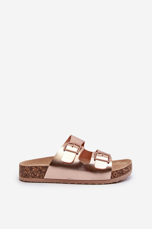 Women's Cork Platform Sandals with Golden Buckles