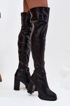 Women's knee-high boots on heel eco leather black Tahlina