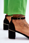 Suede High Heel Sandals With Decorative Braids Black Azela
