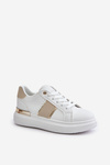 Fashionable Women's Sneakers On Platform Made Of Eco Leather Beige