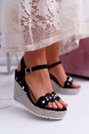 Women's Sandals On Anchor With Rhinestones With Studs Black Alenni