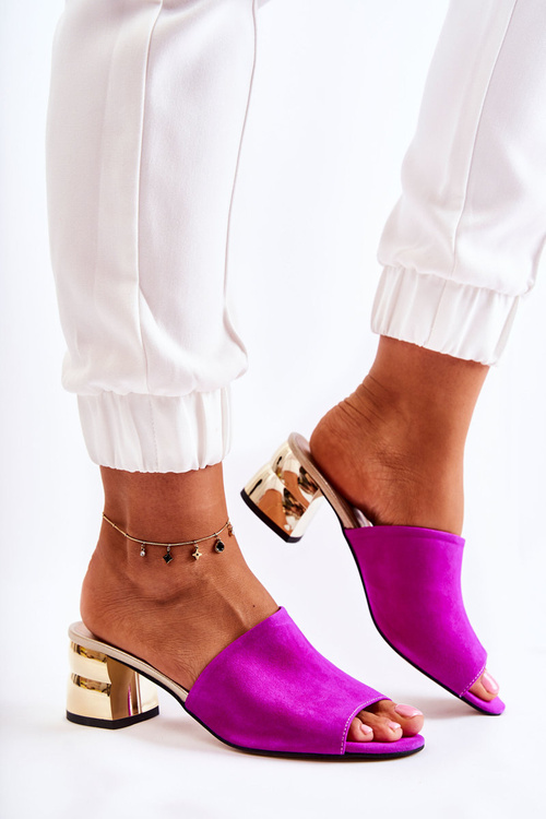 Women's Suede Slippers On Heel fuchsia Perry