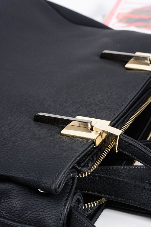 Large Black Women's Handbag + Sachet + Mirror POLAND