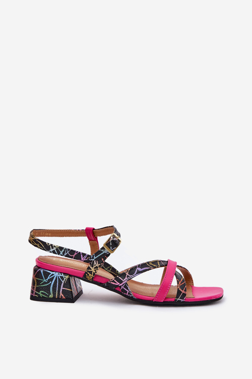 Women's Leather Heeled Sandals With Straps Maciejka 06959-39 Fuchsia