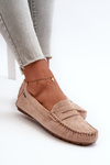 Women's Beige Faux Suede Loafers Rerceria