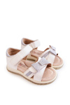 Children's Leather Sandals With Velcro White Lolly