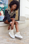 Women's High Sneakers On A Platform Beige Manhattan