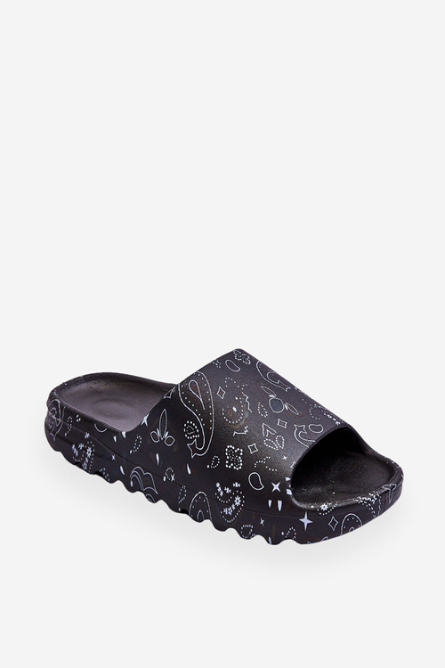 Fashionable women's slippers on a massive platform Black Lorette