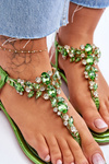 Women's Sandals Flip Flops With Stones Green Lenisa