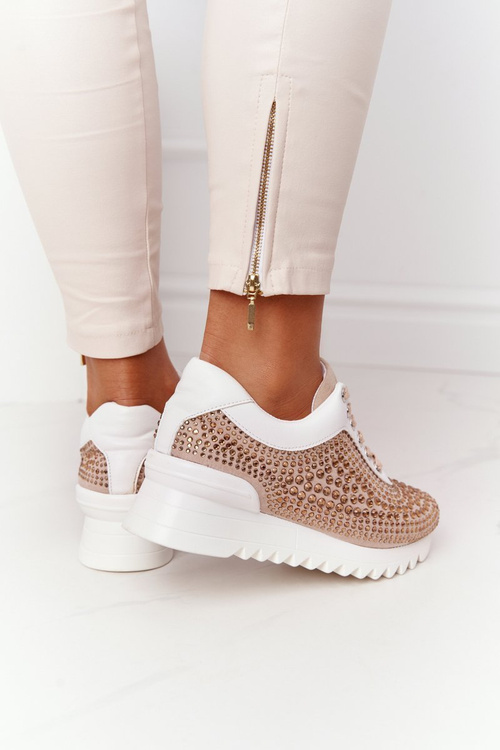 Wedge Sneakers With Sequins Lu Boo Beige