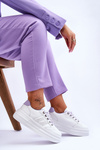 Sneakersy Modne Damskie Platforma Biało-Fioletowe Claribel