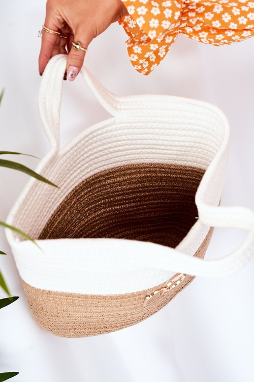 Braided Shopper Handbag NOBO XK0130 Beige