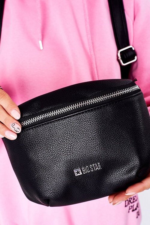 Leather Backpack / Kidney Bag 2in1 Big Star HH574056 Black