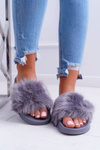 Women's Flip Flops With Fur Dark Grey Fur