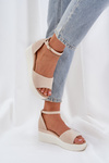 Lightweight Platform Sandals With Delicate Wedge Light Beige Gillifia