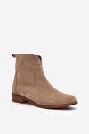 Women's Suede Boots with Zip Beige Nicole 2829