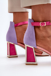 Pink suede sandals with a block heel Pholia