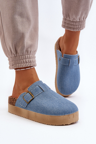 Women's Denim Platform Clogs Blue Jorffia