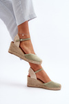 Suede Sandals Espadrilles With Wedge And Braided Detail Green Raylin