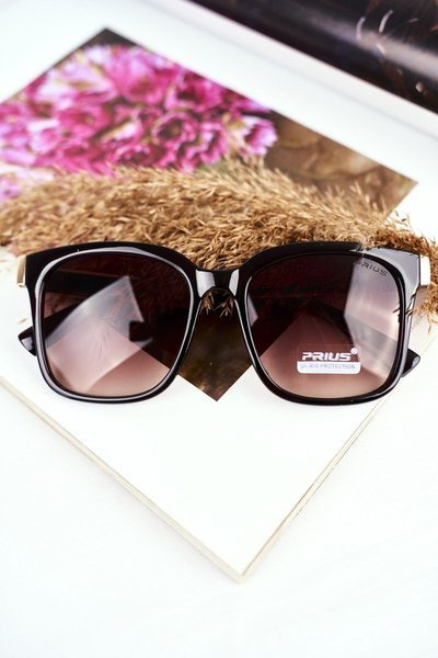 Women's Sunglasses Gold Prius PR-V43 Black Brown Gradient