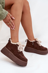 Women's Snow Boots On Platform With Shearling Type Lamb Brown Luma