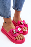 Women's Slippers with Bow and Decorative Teddy Bear Fuchsia Katerina