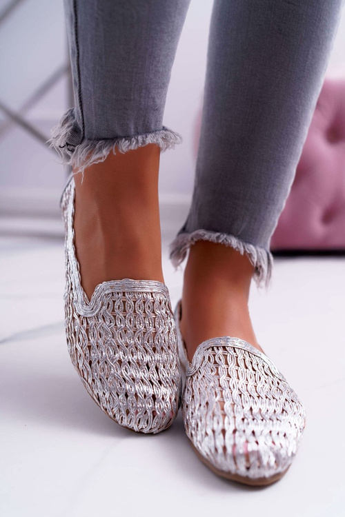 Lu Boo Women's Braided Ballerinas Silver 4Ever