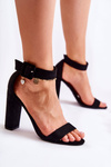Suede Women's Sandals On Heel Black Bergamo 